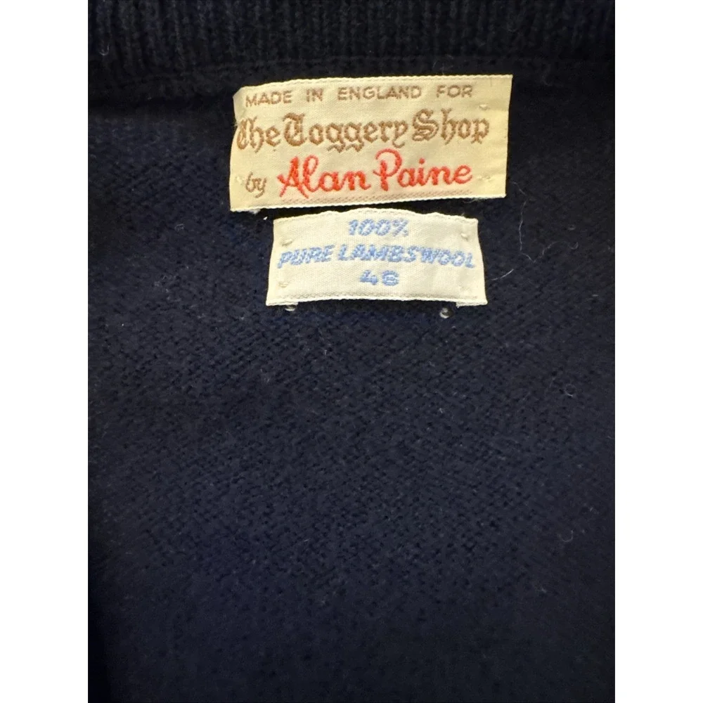 Vtg Alan Paine Argyle Sweater – 100% Pure Lambswool – Size 46– Made‎ in England